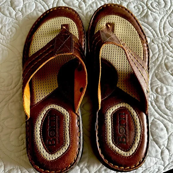 Born Jonah Men’s Leather Thong Sandals Sz 11M Born Mens Casual Flip-Flops, Brown Leather | Mercari main image 4